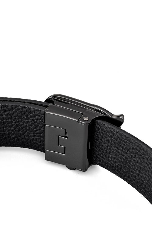 BLT030 - Pebbled Leather Auto BKL Belt – Gunmetal Ed.-GUN/BLACK – view 4