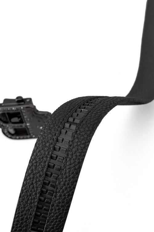 BLT030 - Pebbled Leather Auto BKL Belt – Gunmetal Ed.-GUN/BLACK – view 6