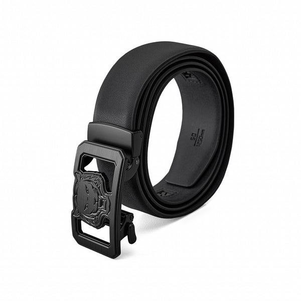 Cinturón BKL con emblema de león para automóvil – Edición Blackout - NEGRO/NEGRO