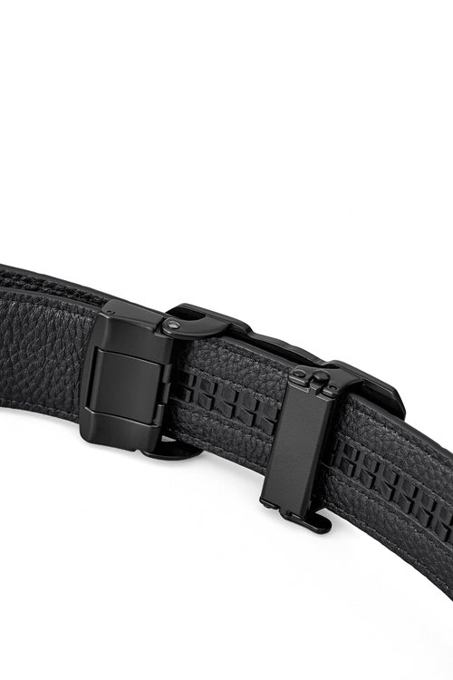 Cinturón Auto BKL con león en relieve de cocodrilo – Edición Blackout - NEGRO/NEGRO – view 4