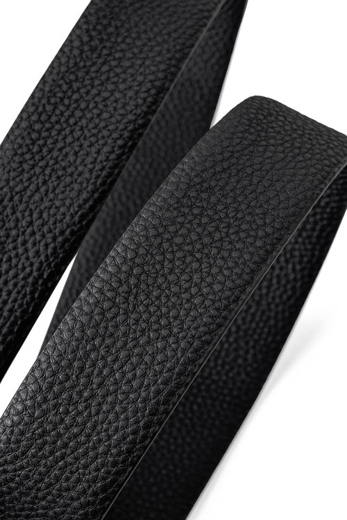 BLT041 - Pebbled Leather Lion Auto BKL Belt – Silver Ed.-SILVER/BLACK – view 3