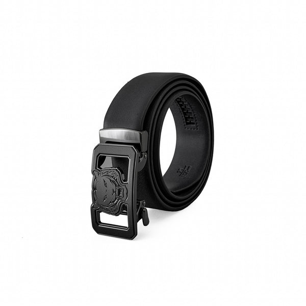 Cinturón plano de cuero Lion Auto BKL – Gunmetal/NEGRO