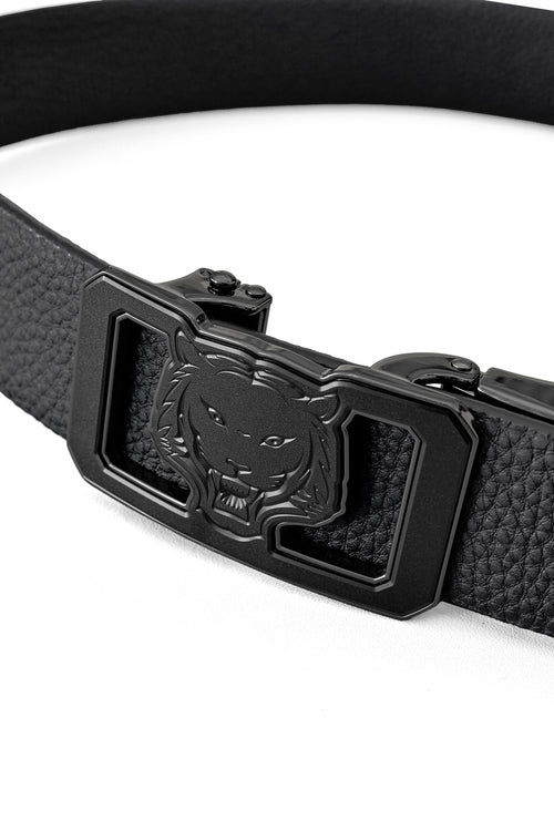 Cinturón Lion Auto BKL de piel granulada – Gunmetal/NEGRO – view 1
