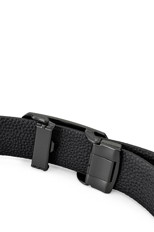 Cinturón Lion Auto BKL de piel granulada – Gunmetal/NEGRO – view 4