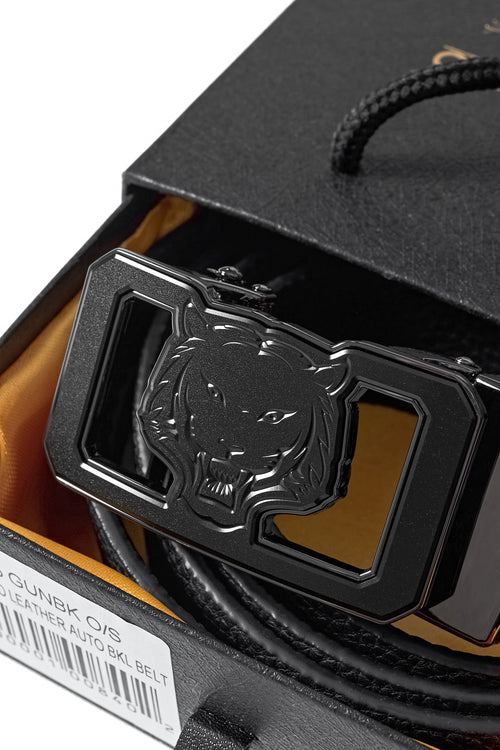 Cinturón Lion Auto BKL de piel granulada – Gunmetal/NEGRO – view 5