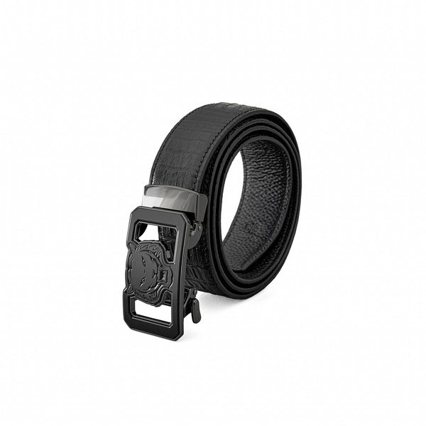 Cinturón Lion Auto BKL de piel con efecto cocodrilo – Gunmetal/NEGRO