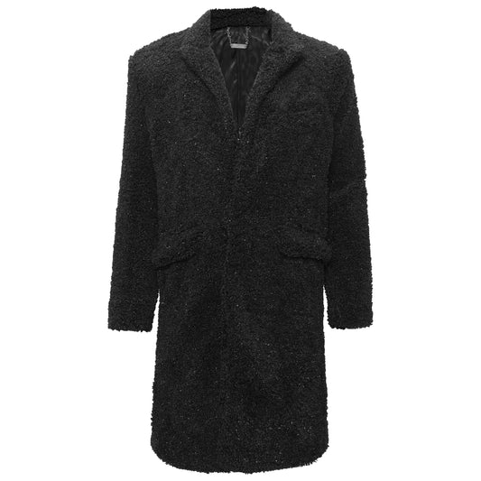 Teddy Comfort Long Coat-BLACK