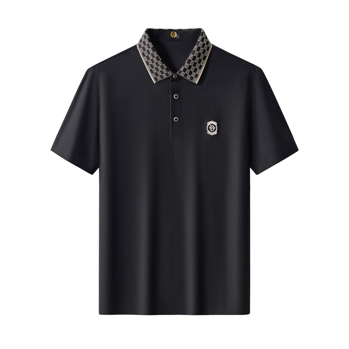 BSP620-Monogram Trim Performance Polo - El Baron-BLACK – BAROCCO wholesale polo shirts