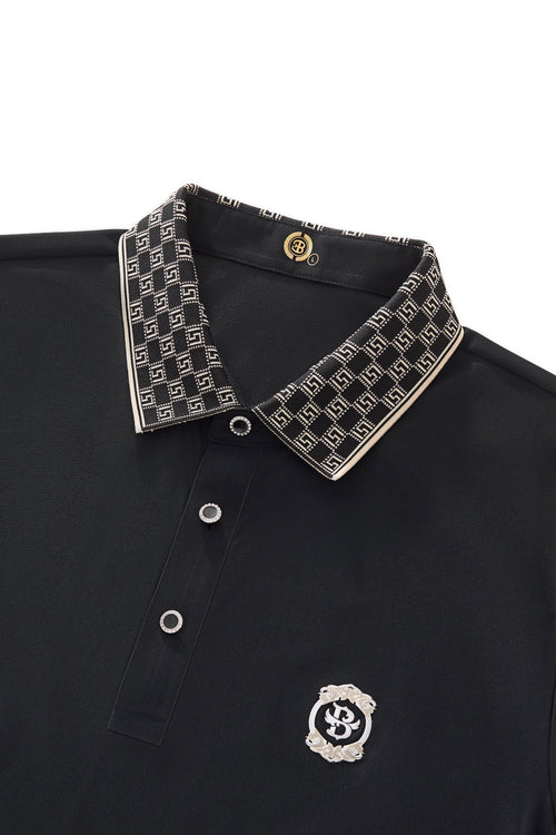 BSP620-Monogram Trim Performance Polo - El Baron-BLACK – view 4