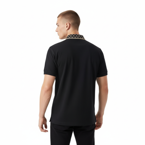 BSP620-Monogram Trim Performance Polo - El Baron-BLACK