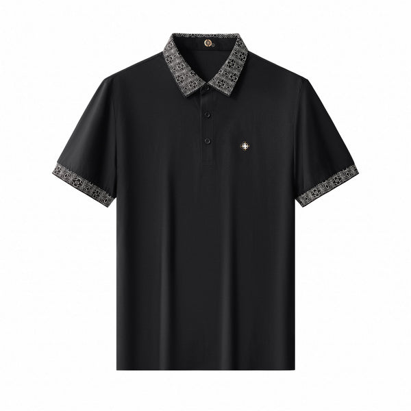 BSP621-Pattern Trim Performance Polo – El Baron-BLACK