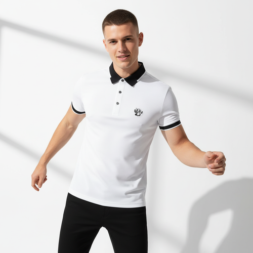 BSP623-Contrast Trim Performance Polo - El Baron-WHITE