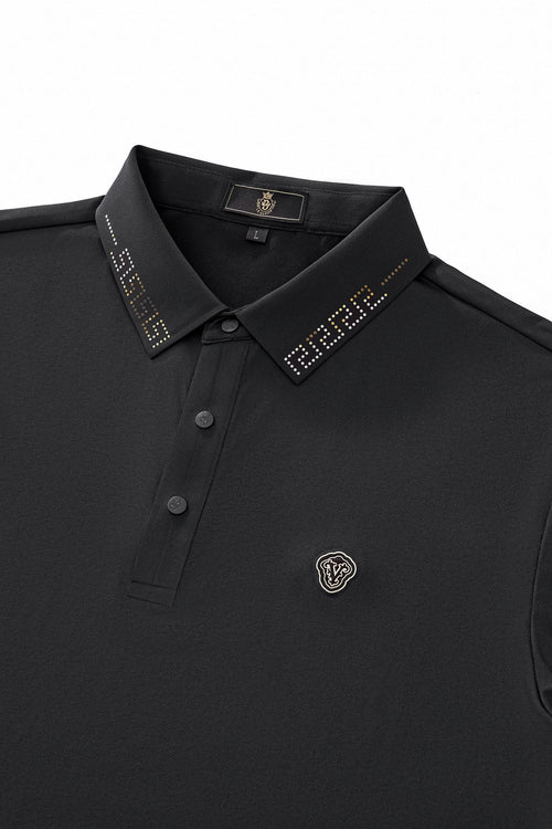 BSP627-Perforated Collar Performance Polo – El Baron-BLKGD – view 2