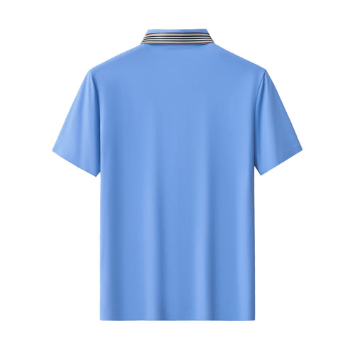 BSP633-Stripe Collar Performance Polo – El Baron-BLUE – view 1