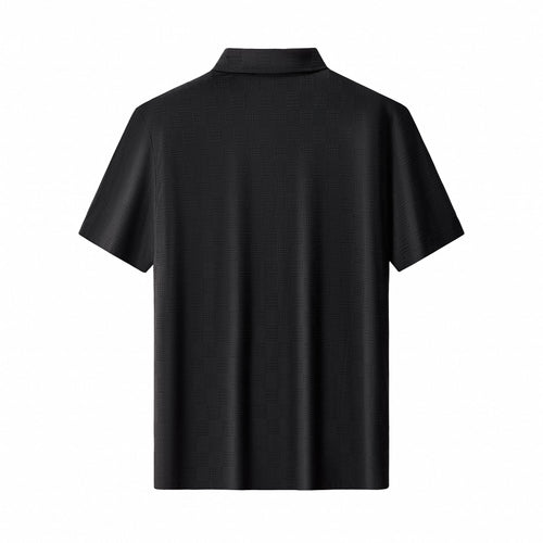 BSP634-Embossed Check Cotton Polo – El Baron-BLACK – view 1
