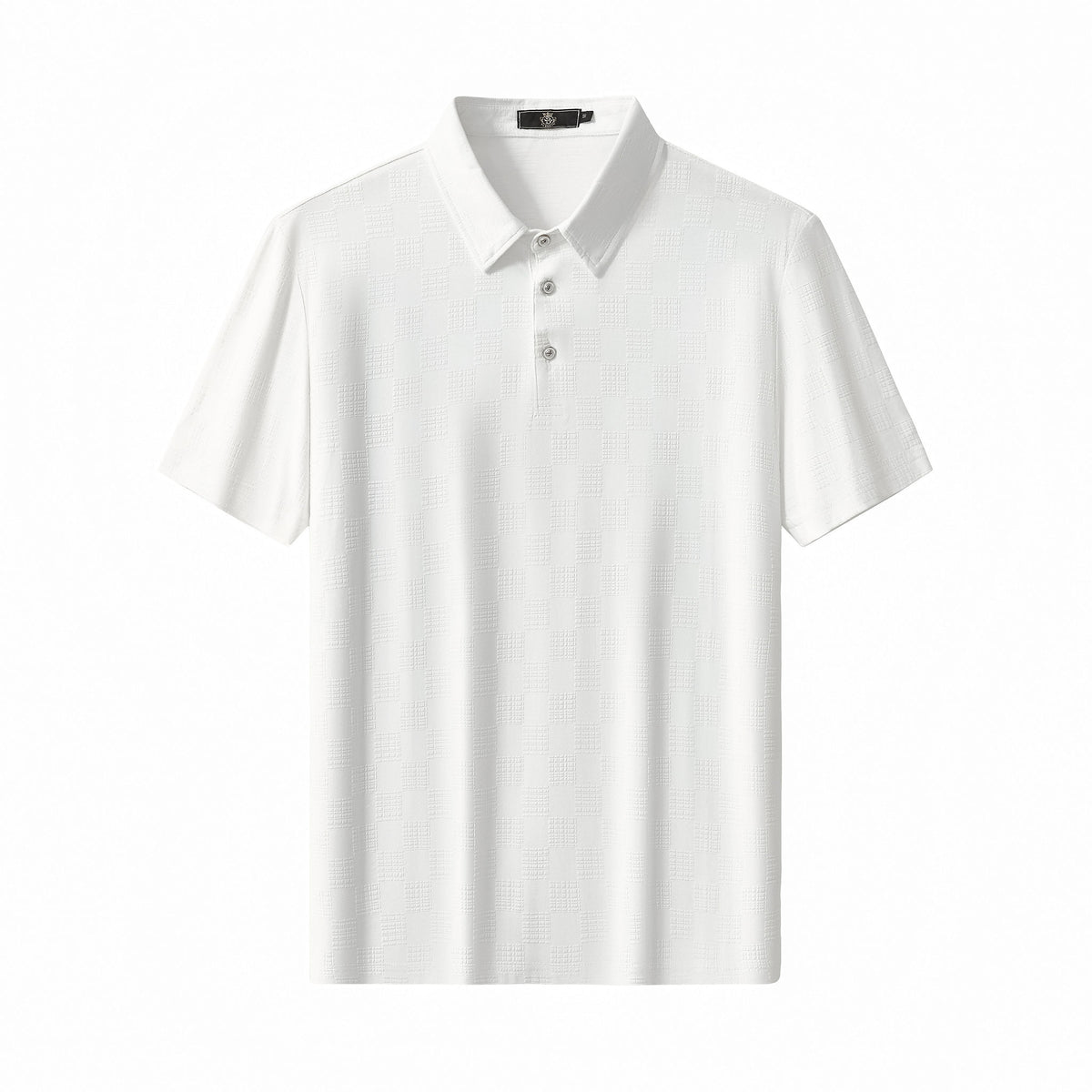 BSP634-Embossed Check Cotton Polo – El Baron-WHITE – BAROCCO wholesale polo shirts