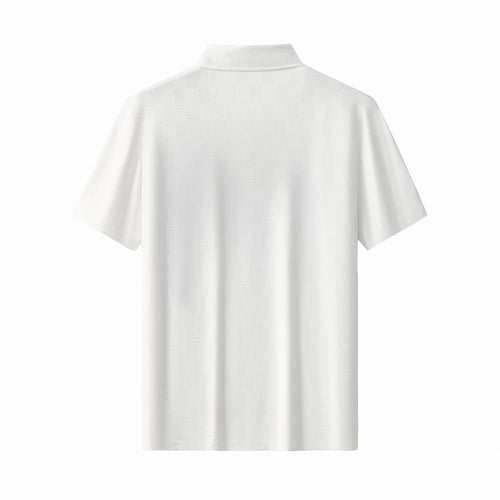 BSP634-Embossed Check Cotton Polo – El Baron-WHITE – view 1