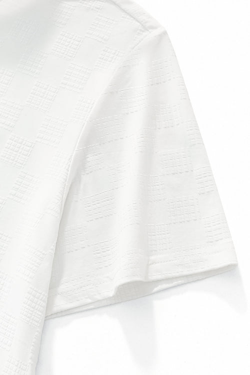 BSP634-Embossed Check Cotton Polo – El Baron-WHITE – view 4