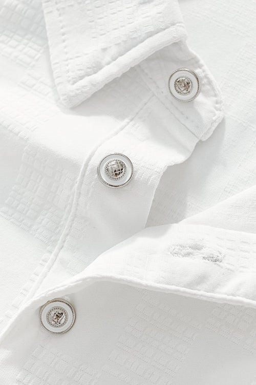BSP634-Embossed Check Cotton Polo – El Baron-WHITE – view 5