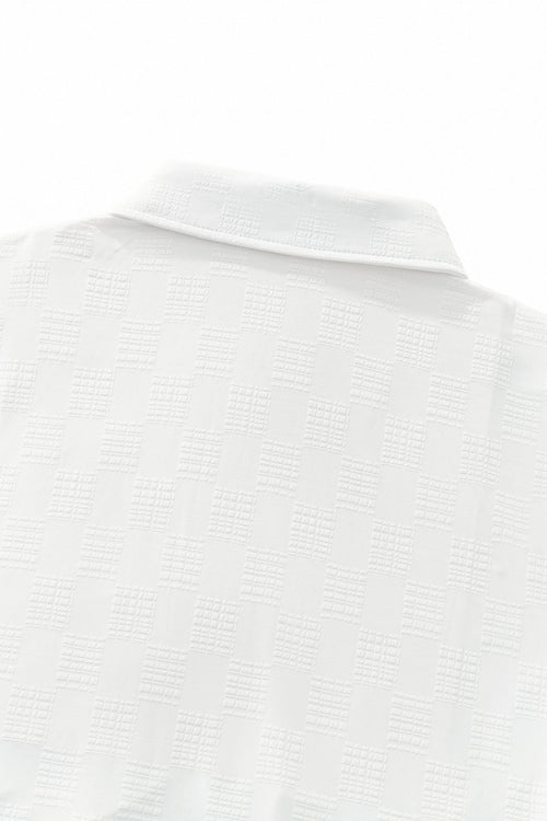 BSP634-Embossed Check Cotton Polo – El Baron-WHITE – view 6