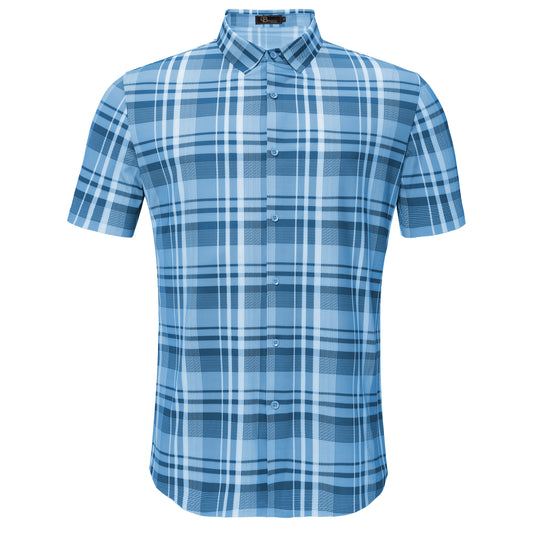 Square Up Short-Sleeve Shirt-BLUE
