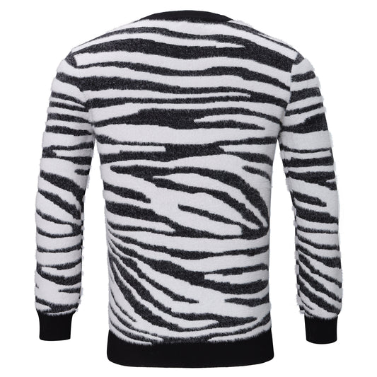 Wild Ride Crew Neck Sweater-WHITE/BLACK