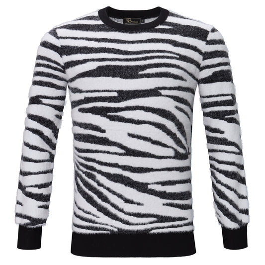 Wild Ride Crew Neck Sweater-WHITE/BLACK