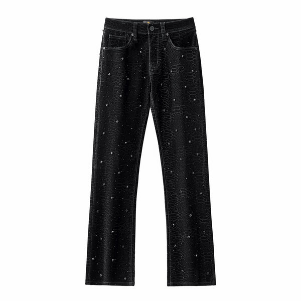 CJ420 - Midnight Serpent Rhinestone Pants-BLACK