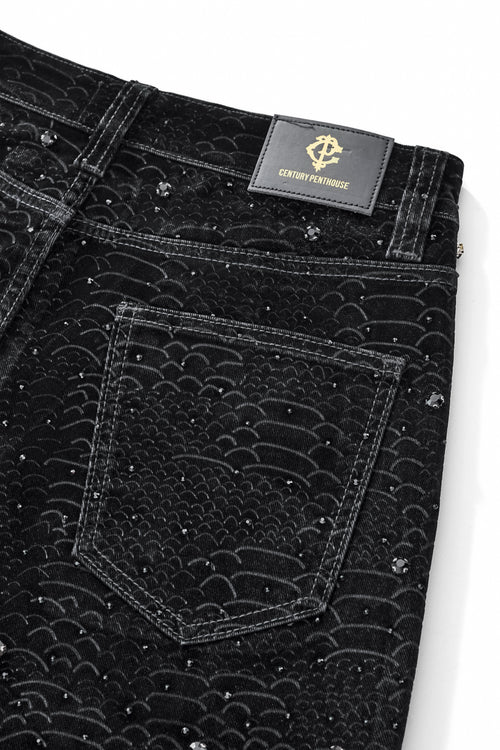 CJ420 - Midnight Serpent Rhinestone Pants-BLACK – view 5