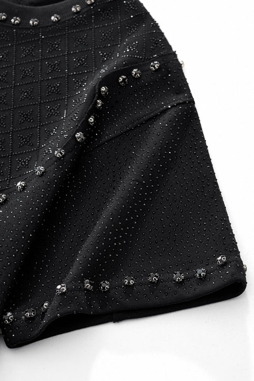 CJS431-Radiant Grid Stone Short set – Century Penthouse-BLACK/BLACK – view 5