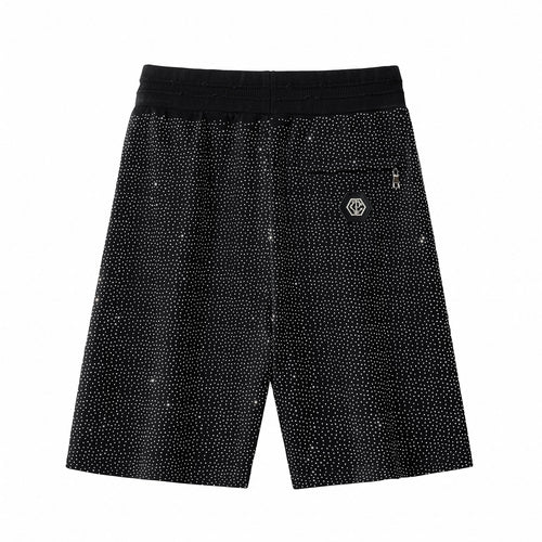 CJS431-Radiant Grid Stone Short set – Century Penthouse-BLACK/SILVER – view 3