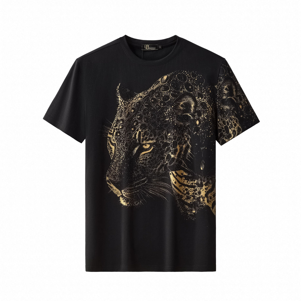 CPS214-Imperial Leopard Crystal SS Shirt-BLACK – BAROCCO wholesale shirts
