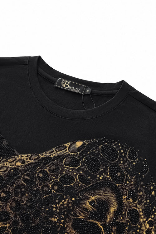 CPS214-Imperial Leopard Crystal SS Shirt-BLACK – view 2
