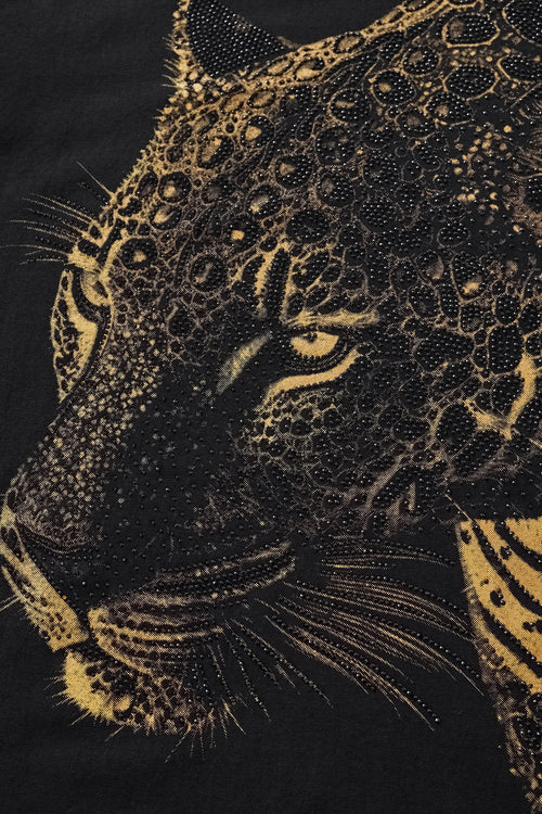 CPS214-Imperial Leopard Crystal SS Shirt-BLACK – view 6