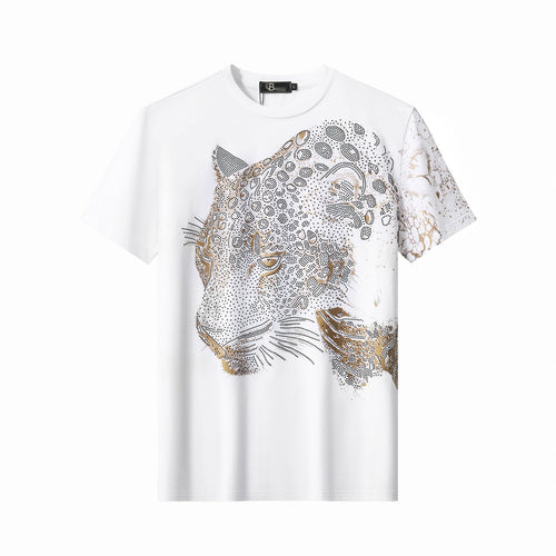 CPS214-Imperial Leopard Crystal SS Shirt-WHITE