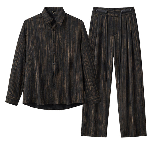 Canyon Set – Printed LS Shirt & Pleated pant-BLACK