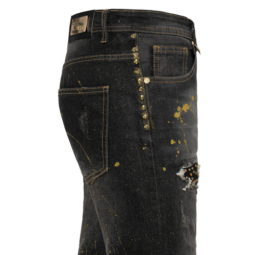 DJ222 - MODERN MIX Denim Pants-SMOKE/GOLD