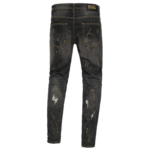DJ222 - MODERN MIX Denim Pants-SMOKE/GOLD