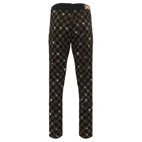 DJ555 - Dazzle Check Denim Pant-BLACK/GOLD – view 1