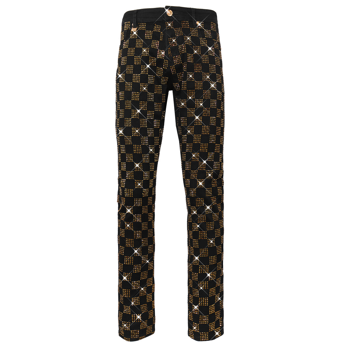 DJ555 - Dazzle Check Denim Pant-BLACK/GOLD – BAROCCO wholesale jeans