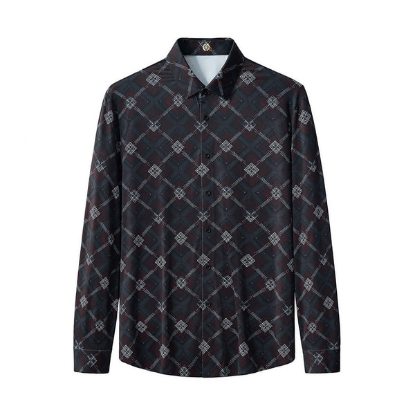 ELS103-Geometric Seamless Shirt – El Baron-BLACK