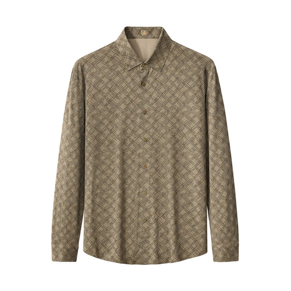 ELS105-Seamless Geo Print Shirt – El Baron-KHAKI