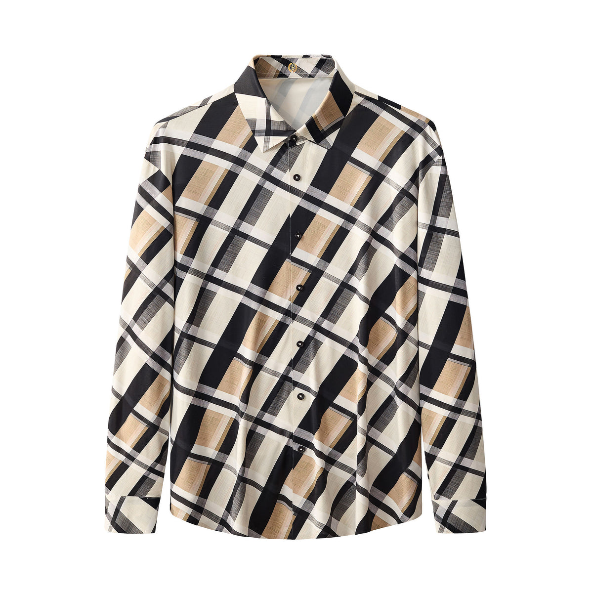 ELS110-Seamless Bold Plaid Shirt – El Baron-KHAKI – BAROCCO wholesale shirts