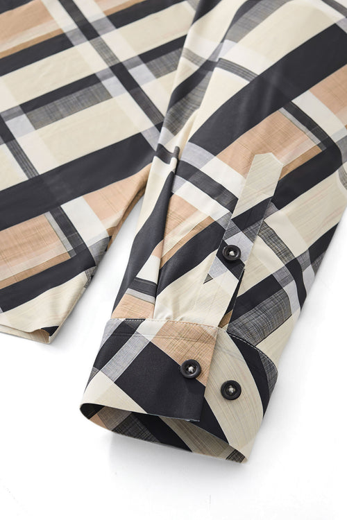 ELS110-Seamless Bold Plaid Shirt – El Baron-KHAKI – view 6