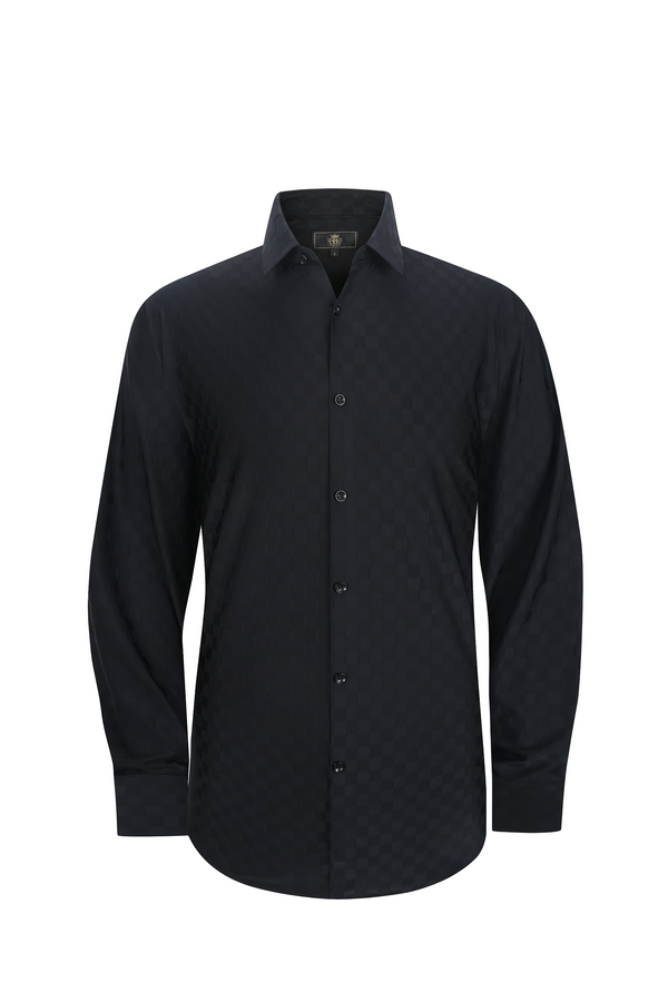 Camisa elástica Gridline de manga larga - NEGRA