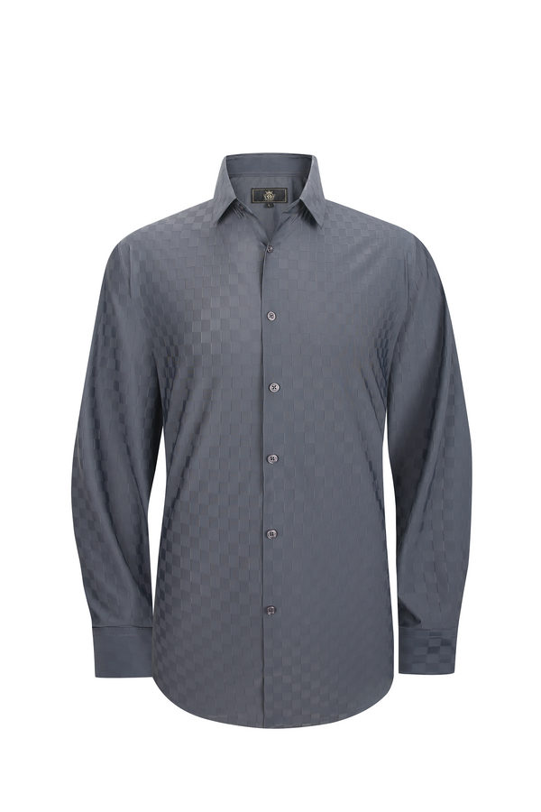 Camisa elástica Gridline de manga larga - GRIS