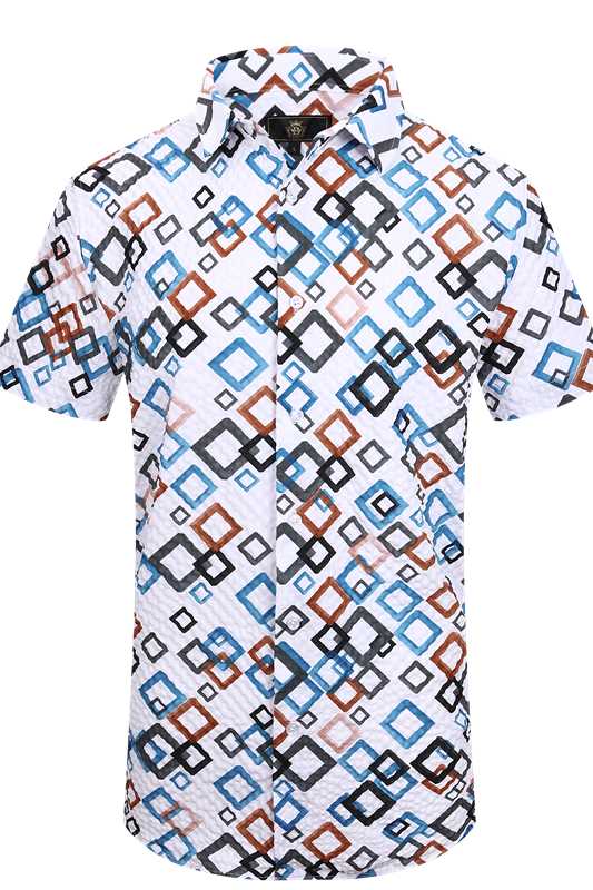 ESS927 - Pixel Cascade SS Shirt-WHITE/BLACK