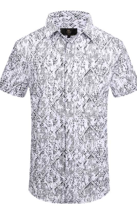 ESS930 - Geometric Cascade SS Shirt-WHITE/BLACK – BAROCCO wholesale shirts