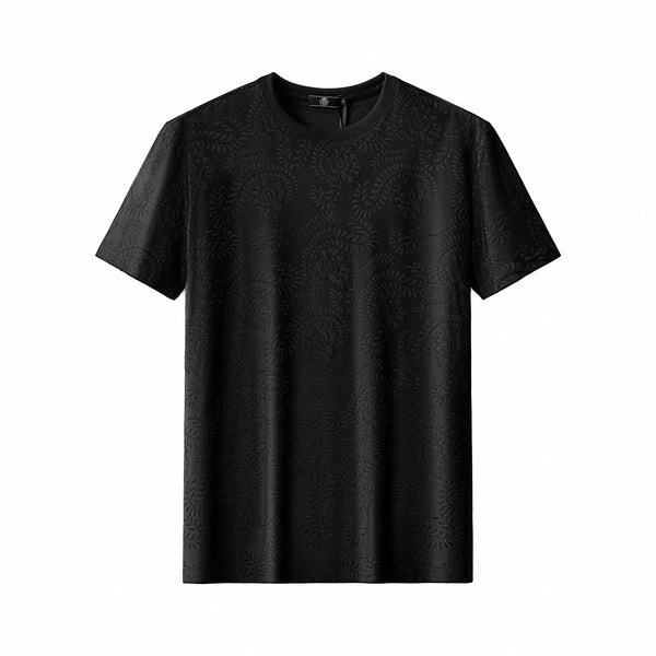 ETS02-Embossed Paisley Tee – El Baron-BLACK