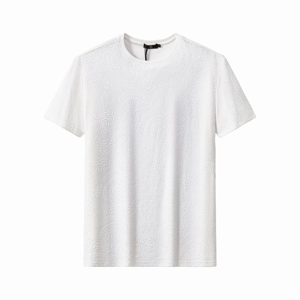 ETS02-Embossed Paisley Tee – El Baron-WHITE